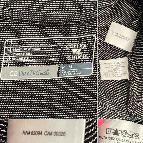 Cutter & Buck Womens Sz M Polo Shirt Gray Striped Moisture Wicking Top - Picture 5 of 9